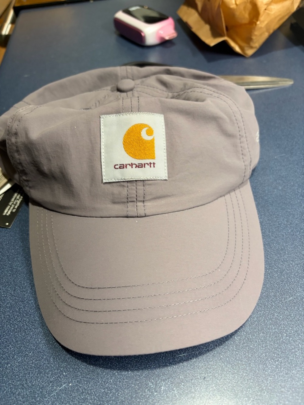 Carhartt Taupe/Gray Logo Cap with Pertex Tags - Picture 8 of 10
